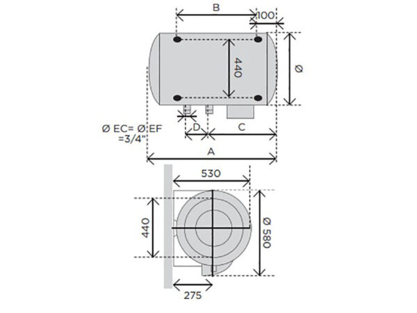 hooldusvaba boiler Thermor horisontaalne 200L, ACI+ süsteemiga