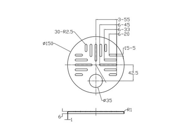 trapikaan roostevaba 197x 197mm, 32mm avaga