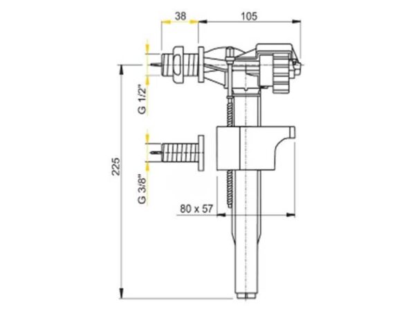 loputuskasti sisselaskeklapp AlcaPlast 1/2″ küljelt ühendusega