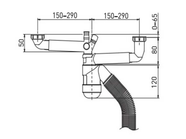 sifoon köögivalamule Prevex (126831) 2-ne 1.½” mutritega