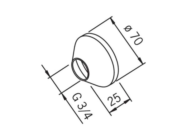 Oras peiteäärik segistile G ¾” x70mm H 25mm 203504