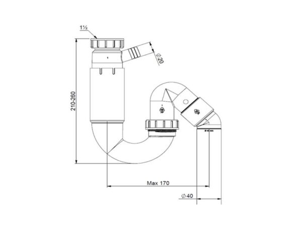 sifoon köögivalamule Prevex (221/3) 1.½” mutriga