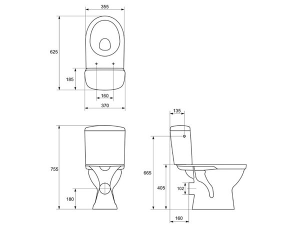 wc pott Cersanit Merida 3/6 L. valge, 2-süsteemne tahavooluga