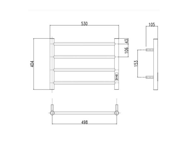 elektriline käterätikuivati NL-ERB5340 must H=410mm, L=530mm, 50w