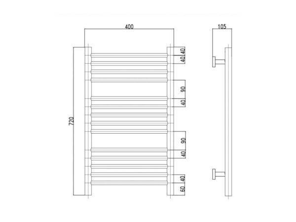 elektriline käterätikuivati NL-ERC7240 H=720mm, L=400mm, 100w