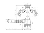 sifoon köögivalamule Ani Plast A1115 1.½” x 40mm restiga, gofreeritud toruga + 2 pesumasina ühendust