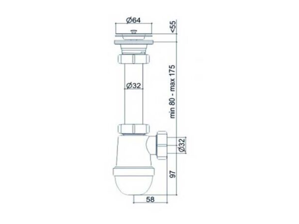 Ani Plast B1020 sifoon valamule 1.¼” mutriga