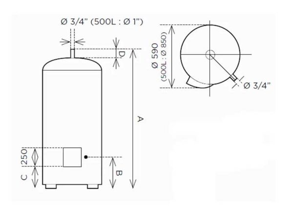 põrandaboiler Thermor 500l, 3F, 5kW