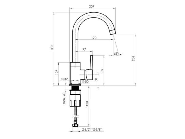 köögisegisti Rubineta AXE-33 BR Brass