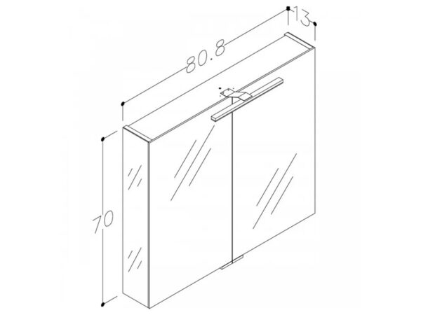 peegelkapp KAME LED valgustusega peegel ustel ja külgedel 80,8x70cm