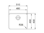 Franke Aton ANX 110-48 roostevaba valamu harjatud 51,0 x 43,0cm süvistatav