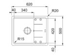 Franke Basis BFG 611-62 Onyx Fragranit must köögivalamu 62,0 x 50,0cm