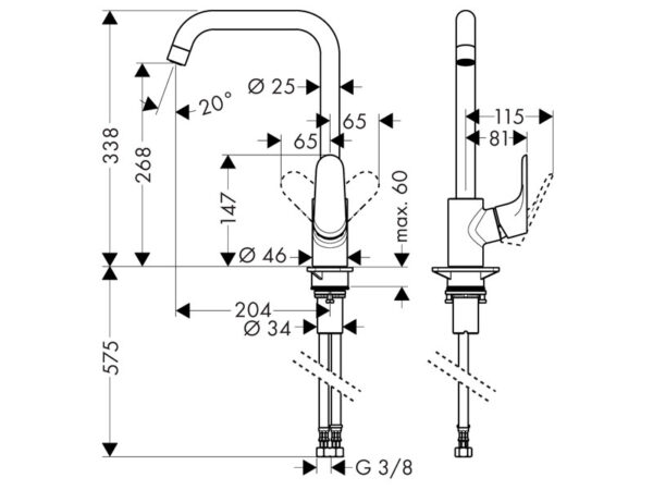 Hansgrohe Focus 260 kroom köögisegisti