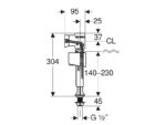 Geberit 340 sisselaskeklapp 1/2″ alt ühendus ( 136.726.00.1)