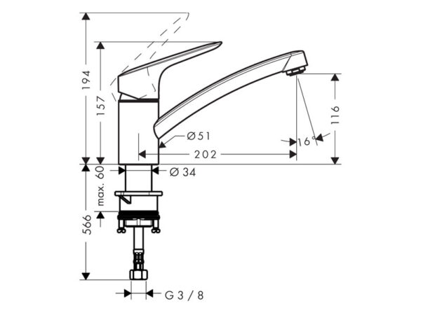 Hansgrohe Logis 120 kroom köögisegisti