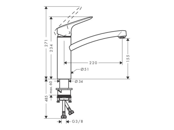 Hansgrohe Logis 160 kroom köögisegisti