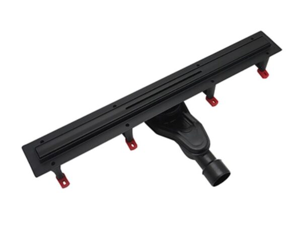 renntrapp duširenn PRO Slim matt must 360° pööratav haisulukuga roostevaba 700×30 põrandale NLS-360-7BL